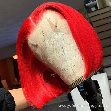 Yeswigs 1B Pink Red Grey 613 Honey Blonde Short Bob Wig Raw Indian Virgin Human Hair Straight Lace Front Wig Bob Human Hair Wigs